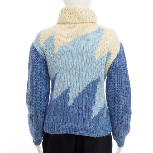 80’s hand knit fair isle sweater / turtleneck - Picture 5 of 7